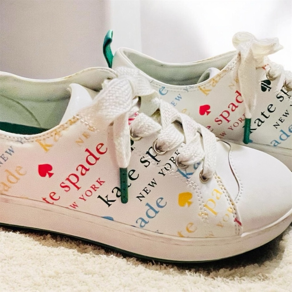 Kate Spade Nixie White and Multicolor Logo Sneakers Size 7